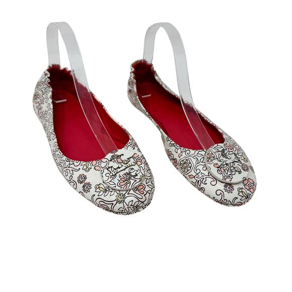 Tory Burch Minnie Travel Ballet Flats Snakeskin Print Leather Logo Shoes 8 - Picture 1 of 7